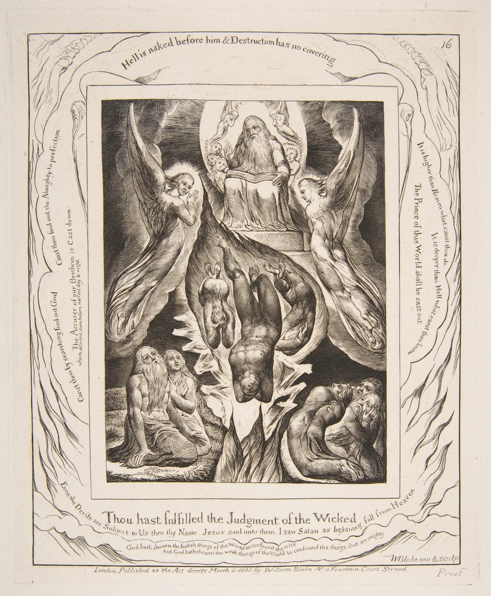 The Fall of Satan by William Blake, print, 1825-1826