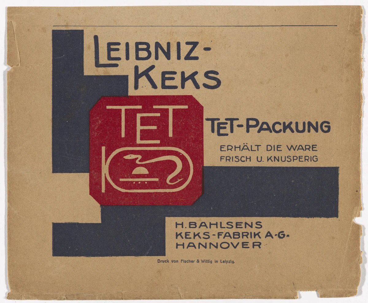 Advertisement for Leibniz Cookies (Leibniz-Keks), Hermann Bahlsen’s Cookie factory (Keks-Fabrik), Hannover by Kurt Schwitters, design, 1929