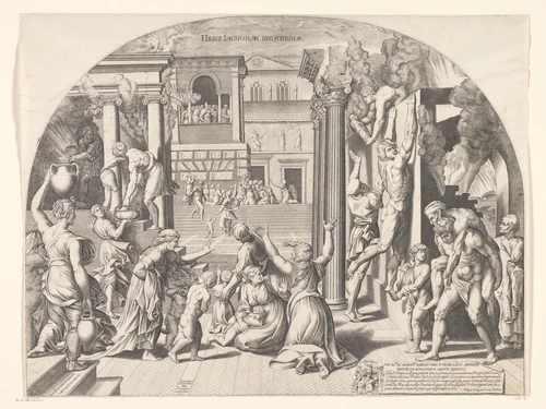 Brand in de Borgo te Rome by anonymous, print, 1610