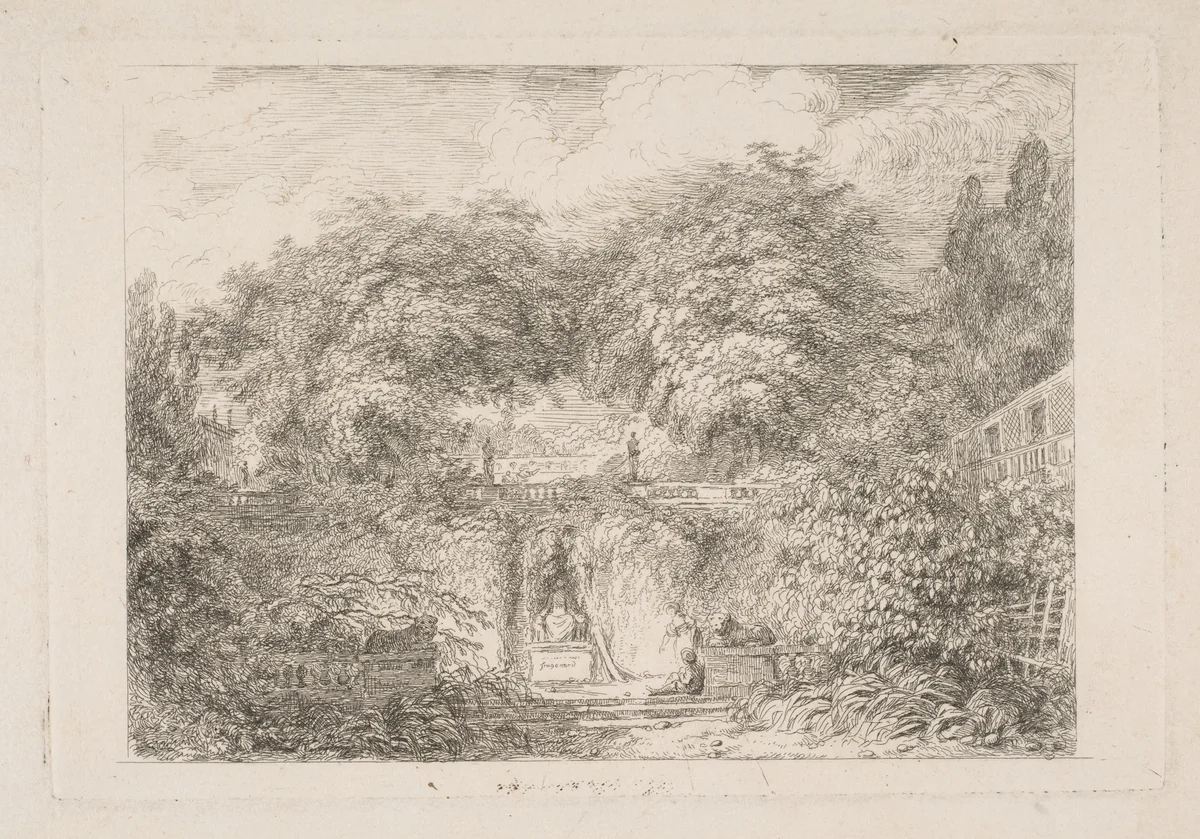 The Little Park by Jean Honoré Fragonard, print, 1758-1768