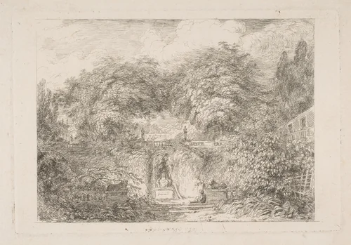 The Little Park by Jean Honoré Fragonard, print, 1758-1768
