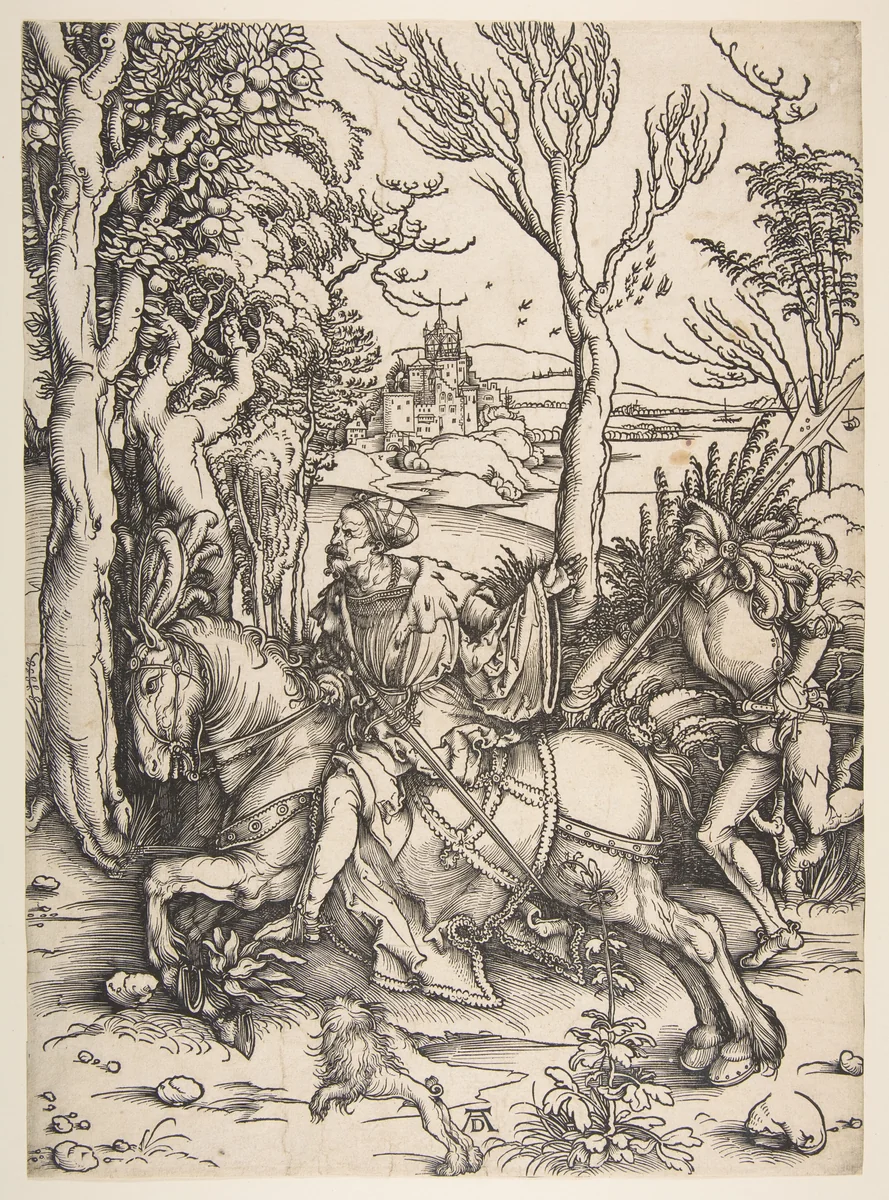 The Knight and Man-at-arms by Albrecht Dürer, print, 1485-1528