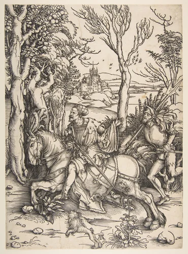 The Knight and Man-at-arms by Albrecht Dürer, print, 1485-1528