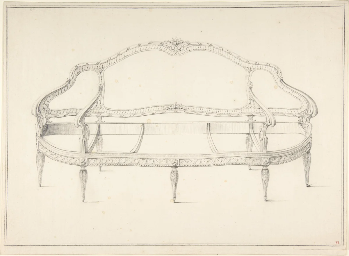 Design for a Settee by anonymous, drawing, 1765-1795