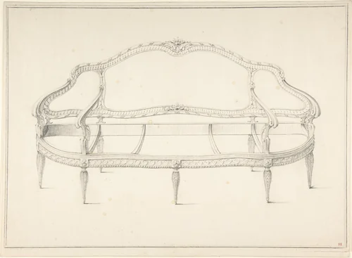 Design for a Settee by anonymous, drawing, 1765-1795