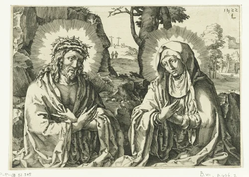 Christus als Man van Smarten en Maria als Mater Dolorosa by anonymous, print, 1580-1678