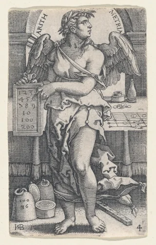 Arithmetria, from "The Seven Liberal Arts" by Sebald Beham, print, 1500-1550