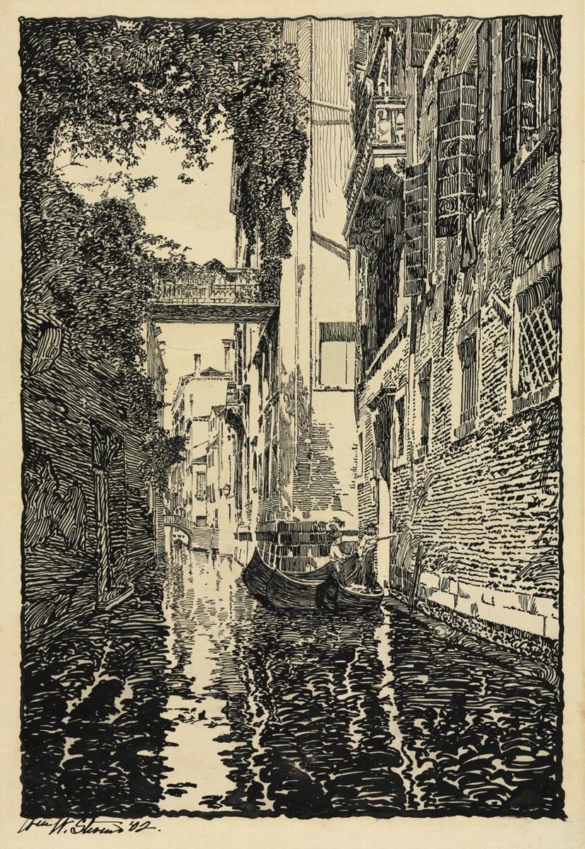 Venetian Canal by William Wentworth Stevens, drawing, 1902