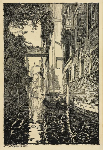 Venetian Canal by William Wentworth Stevens, drawing, 1902