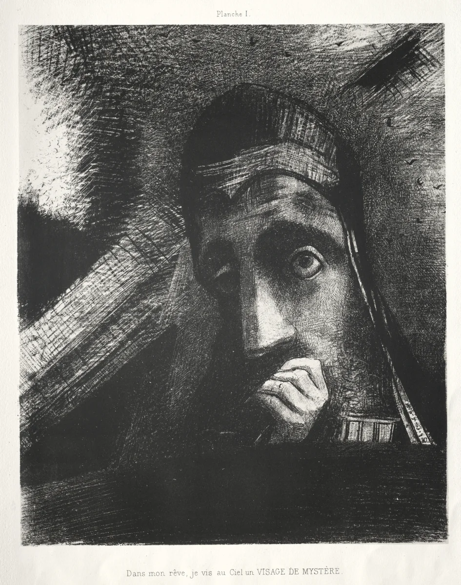 In My Dream I Saw in the Sky a Face of Mystery by Odilon Redon, print, 1885