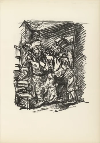 Job and the Contortionist (Hiob und der Kautschukmann) (plate, page 19) from Hiob (Job) by Oskar Kokoschka, illustrated book, 1916