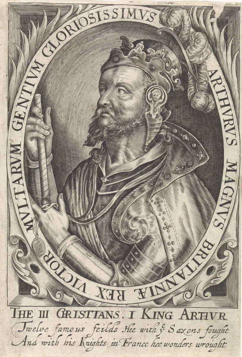 Koning Arthur als een van de negen helden by Willem van de Passe, print, 1621-1636