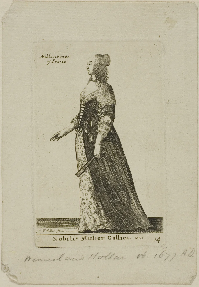 French Noblewoman by Wenceslaus Hollar, print, 1643