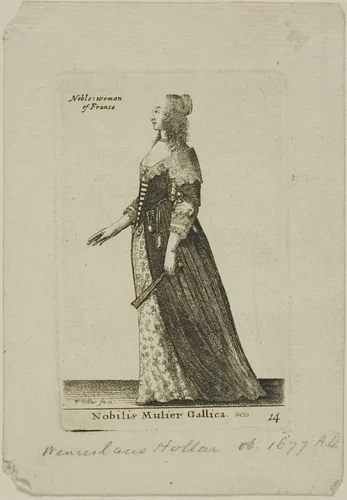 French Noblewoman by Wenceslaus Hollar, print, 1643