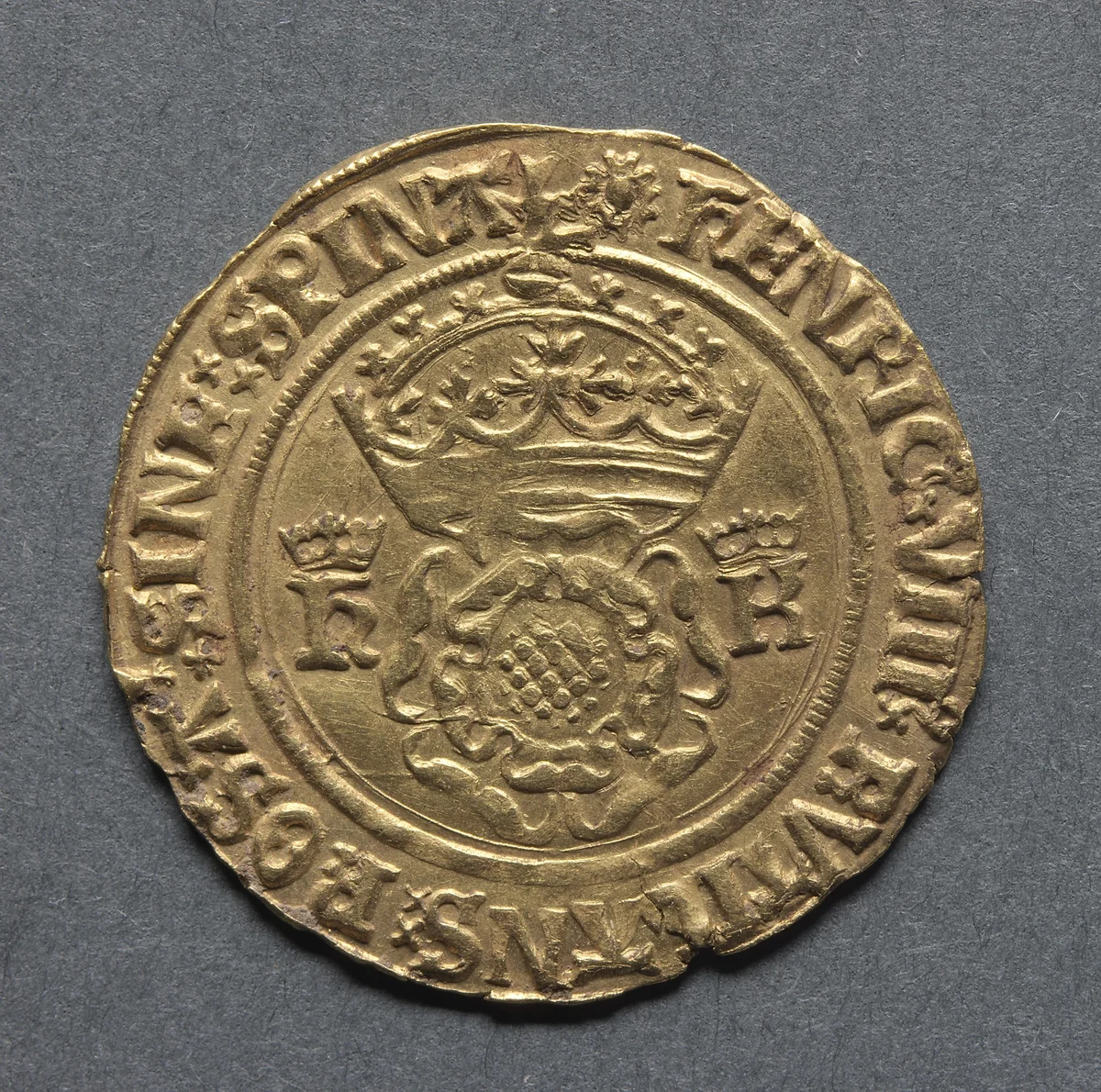 Crown of the Double Rose: Crowned Double Rose (obverse) by Unknown, metalwork, 1526-1533