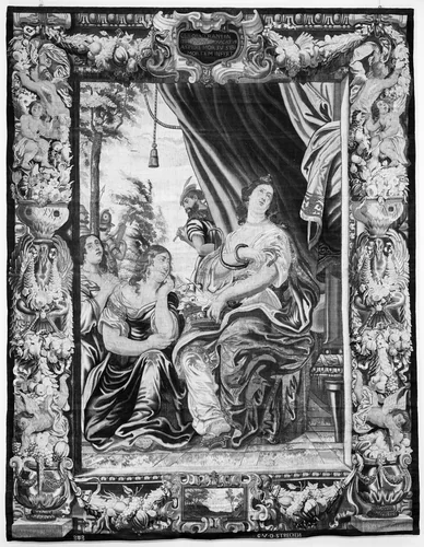 The Death of Cleopatra from a set of The Story of Antony and Cleopatra by Justus van Egmont, textile, 1645-1677