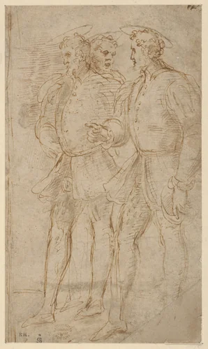 Three Men by anonymous, drawing, 1500-1600
