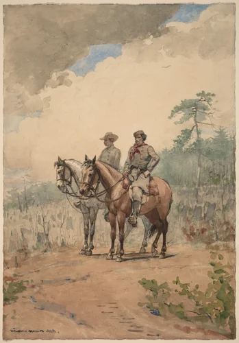 Two Scouts by Winslow Homer, drawing, 1887