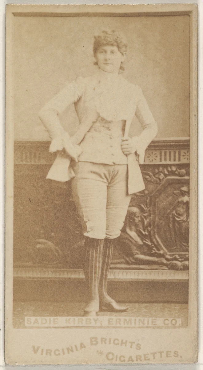 Sadie Kirby, Erminie Co., from the Actors and Actresses series (N45, Type 1) for Virginia Brights Cigarettes by Allen & Ginter, photograph, 1885-1891
