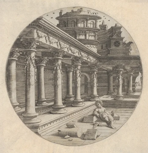 L'Enfant dans la Galerie by Jean de Gourmont, print, 1506-1526