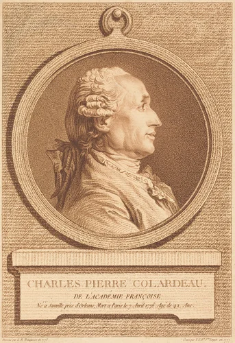 Charles Pierre Colardeau by Thérèse-Éléonore Lingée; Louis Rolland Trinquesse, print, 1777