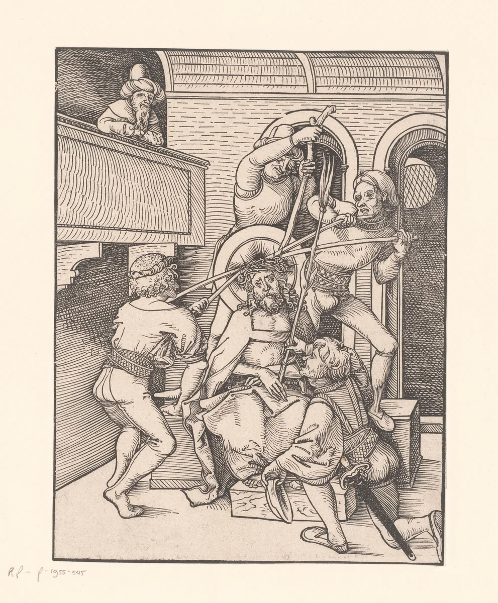 Doornenkroning by anonymous, print, 1490-1526