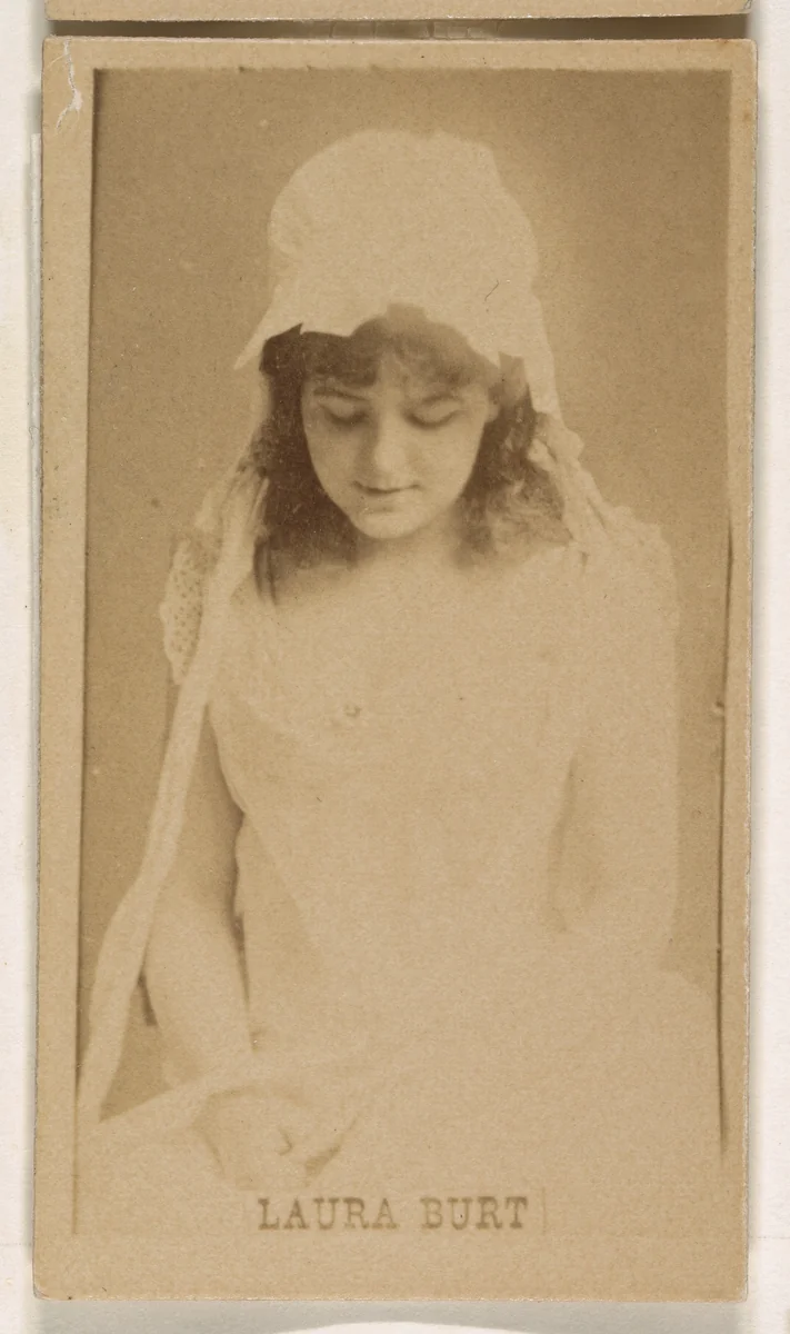 Laura Burt, from the Actresses series (N245) issued by Kinney Brothers to promote Sweet Caporal Cigarettes by Kinney Brothers Tobacco Company, photograph, 1890