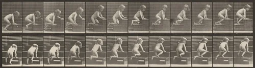 Plate Number 472. Child crawling up stairs by Eadweard Muybridge, photograph, 1887