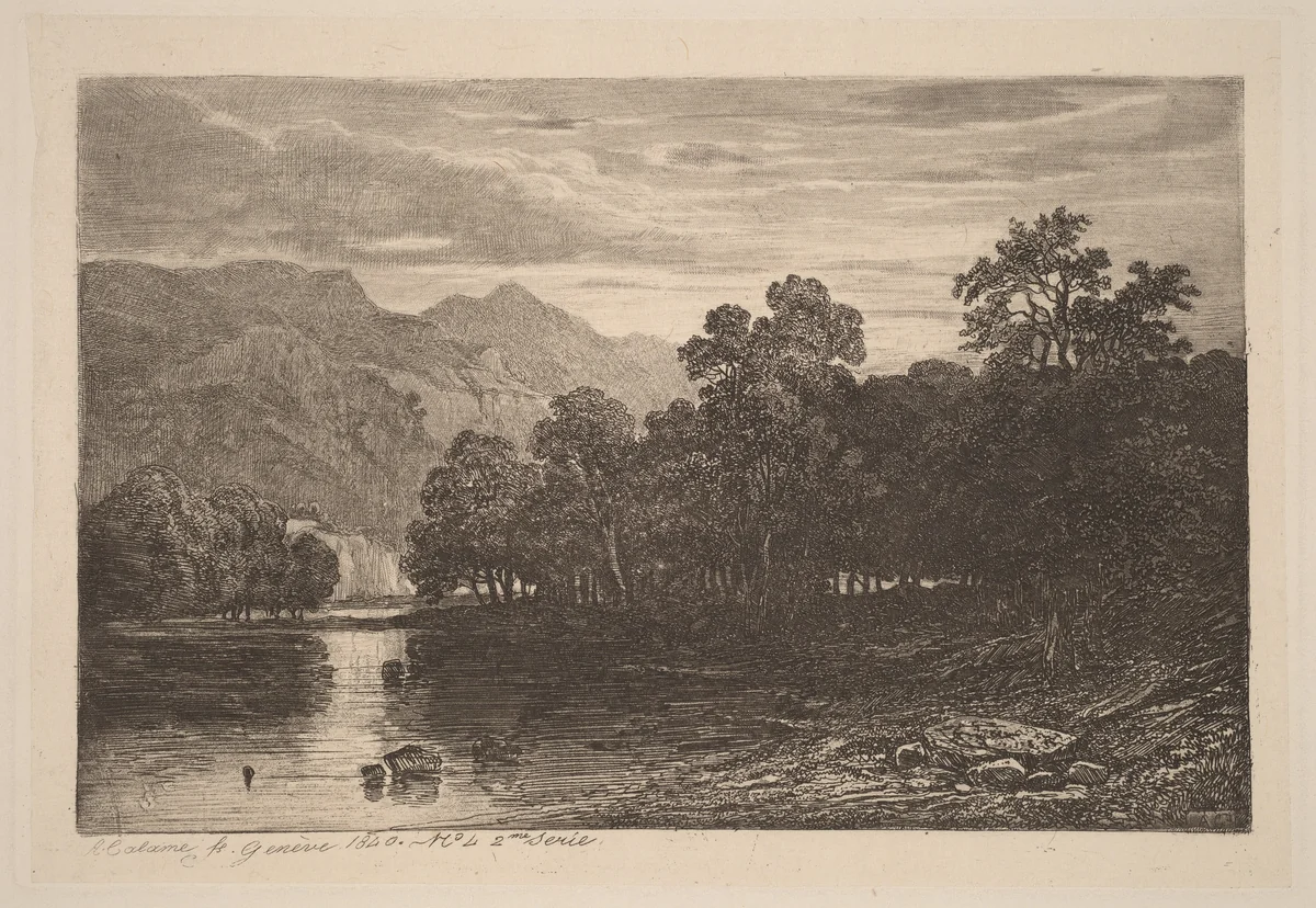 Mountain River by Alexandre Calame, portfolio, 1838-1850