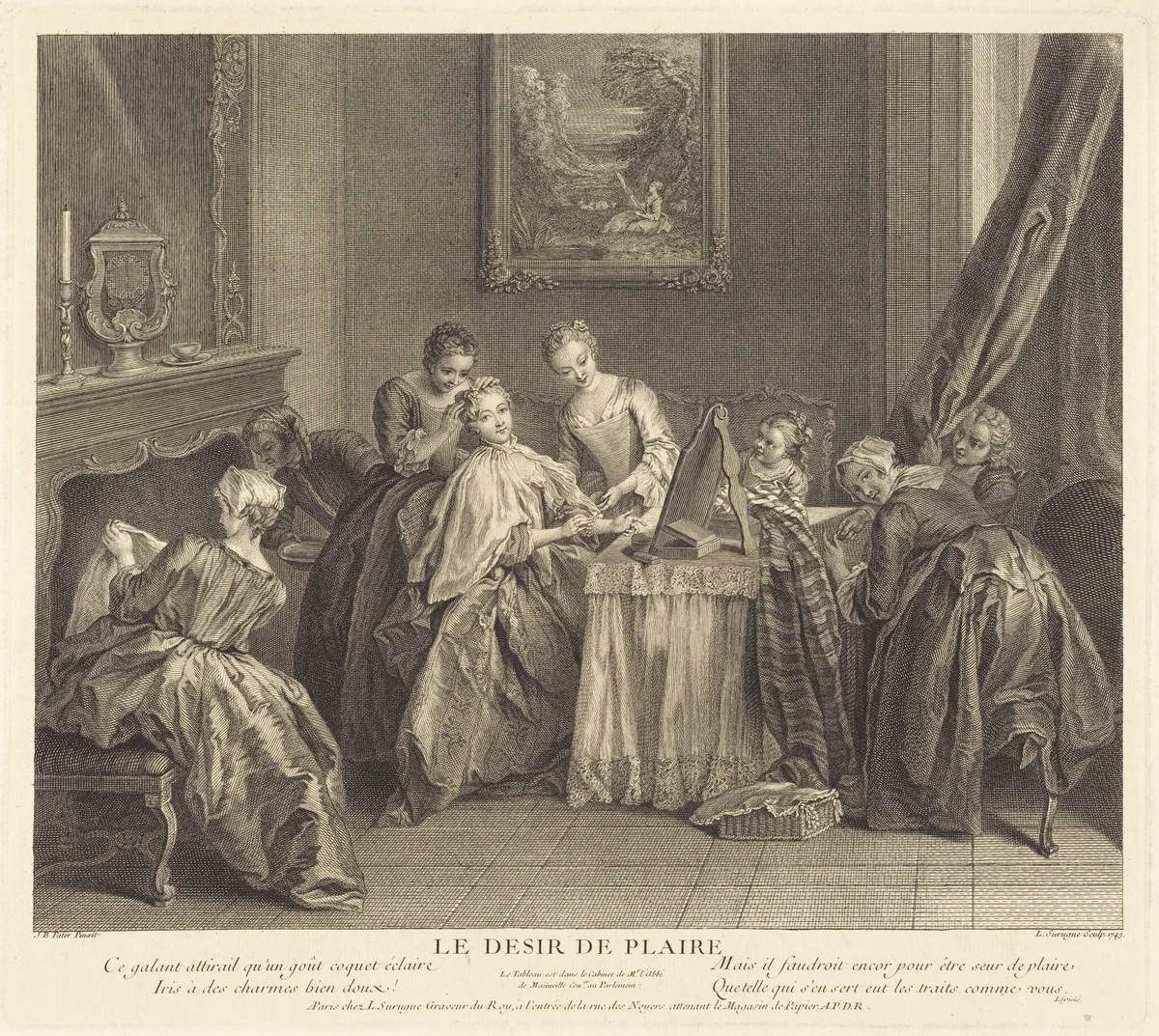 Le desir de plaire by Louis de Surugue de Surgis; Jean-Baptiste Joseph Pater, print, 1743