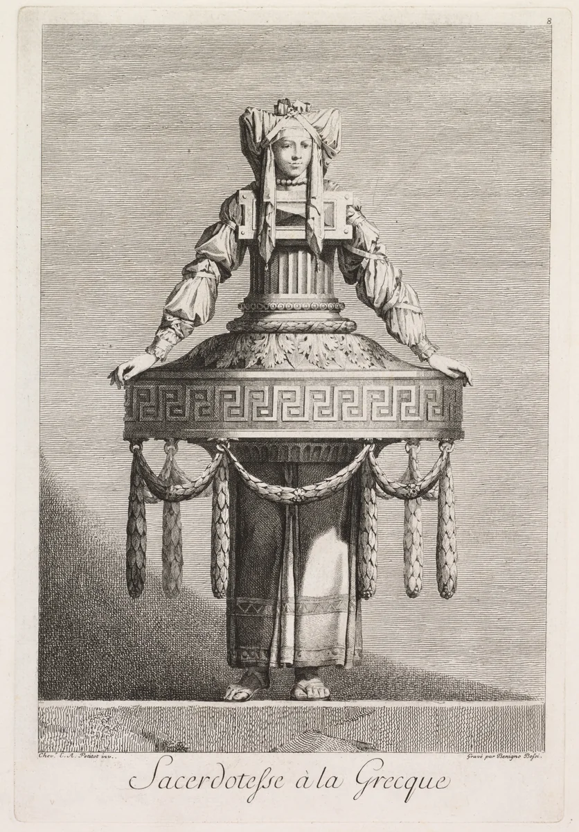 Priestess in the Greek Style, Plate 8 by Benigno Bossi, print, 1771