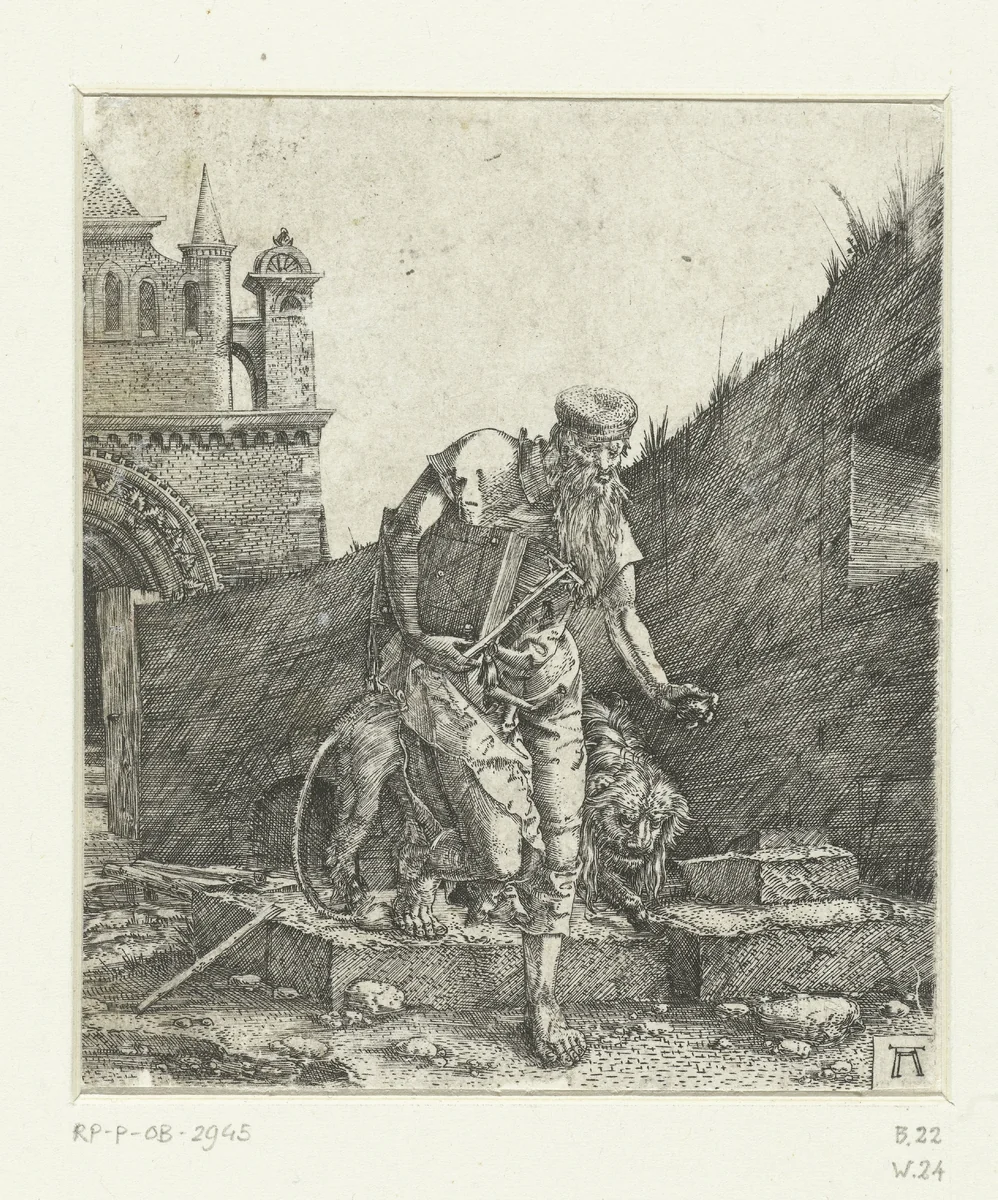Heilige Hieronymus op de binnenplaats van een kerk by Unknown, print, 1506-1538
