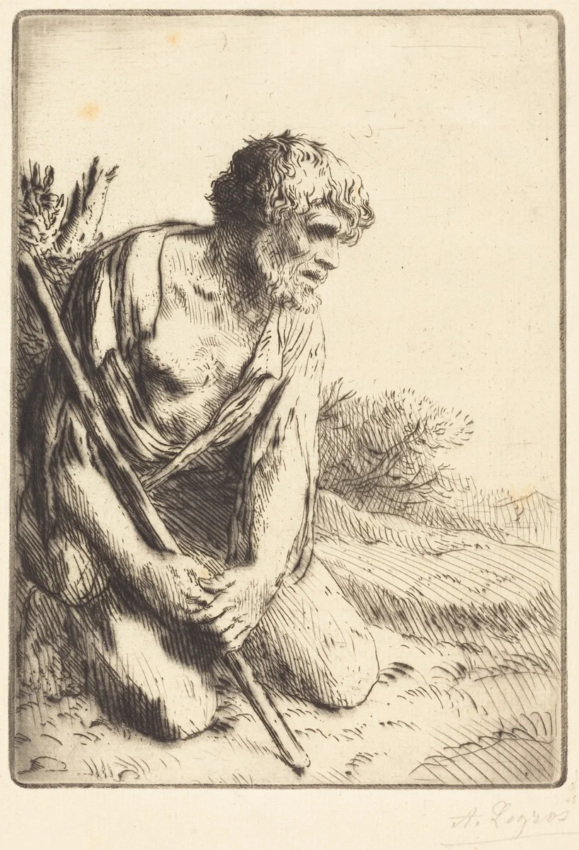 The Prodigal Son, 3rd plate (L'enfant prodigue) by Alphonse Legros, print, 1837-1911