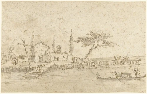 Kleine kapel van een klooster op één van de eilanden bij Venetië by Francesco Guardi, drawing, 1750-1792