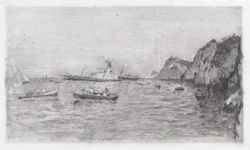Harbor at Capri [Marina di Capri] by Uberto dell'Orto, print, 1876-1880