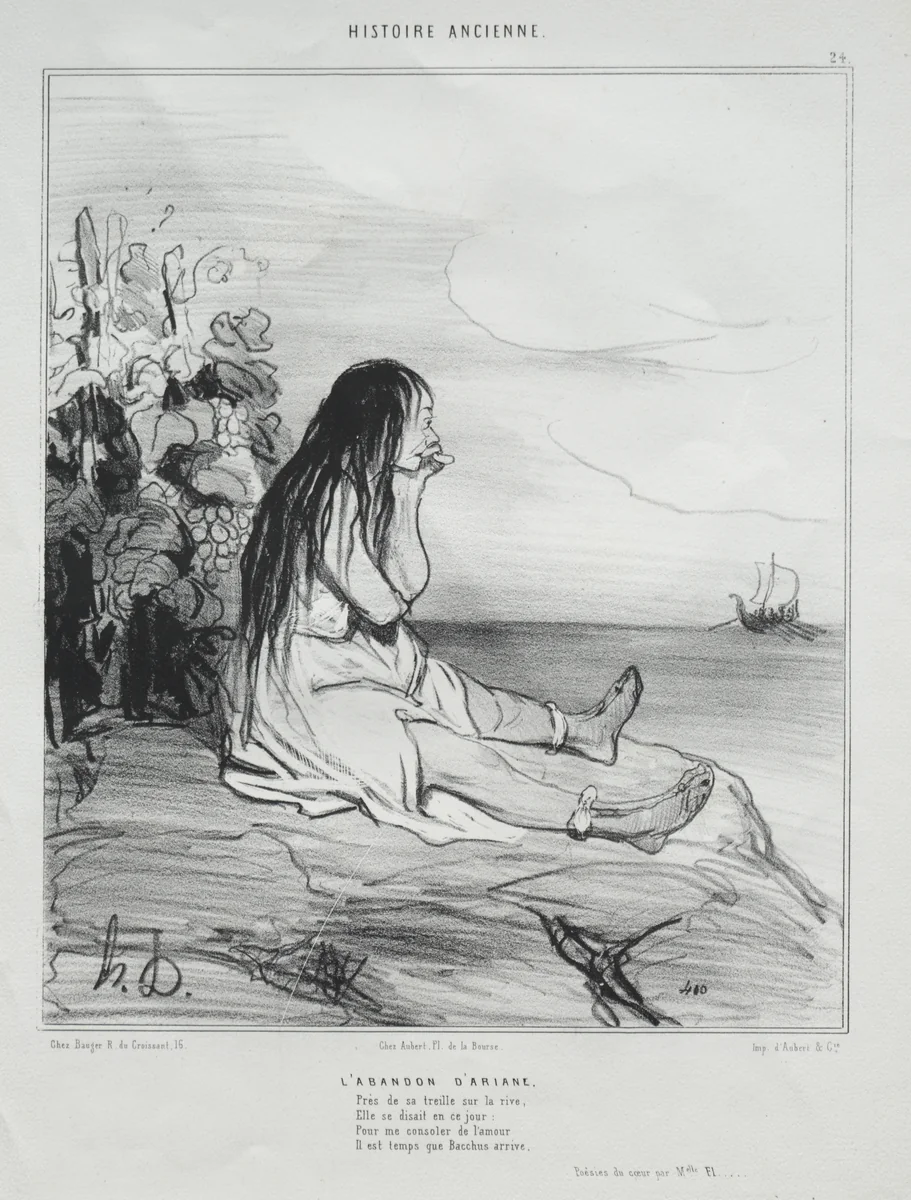 The Abandonment of Ariadne by Honoré Daumier, print, 1842