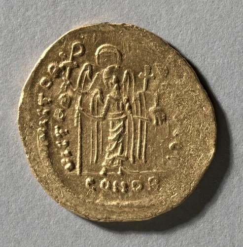 Solidus of Maurice Tiberius by Unknown, metalwork, 583-602