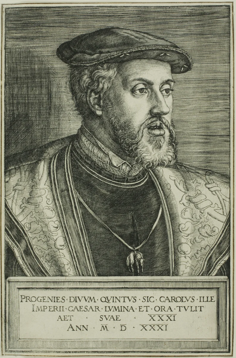 Emperor Charles V by Barthel Beham, print, 1531