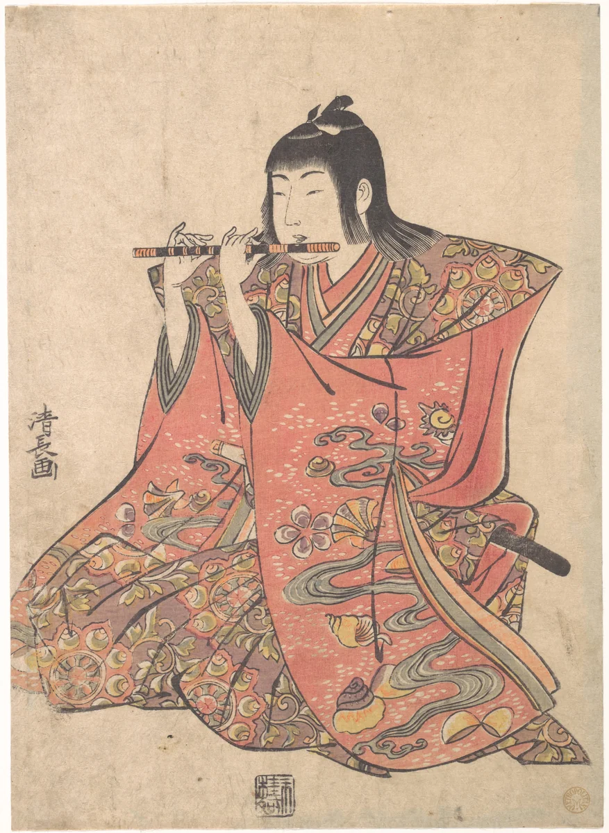 A Doll Representing a Boy Playing a Flute by Torii Kiyonaga (鳥居清長), print, 1770-1790