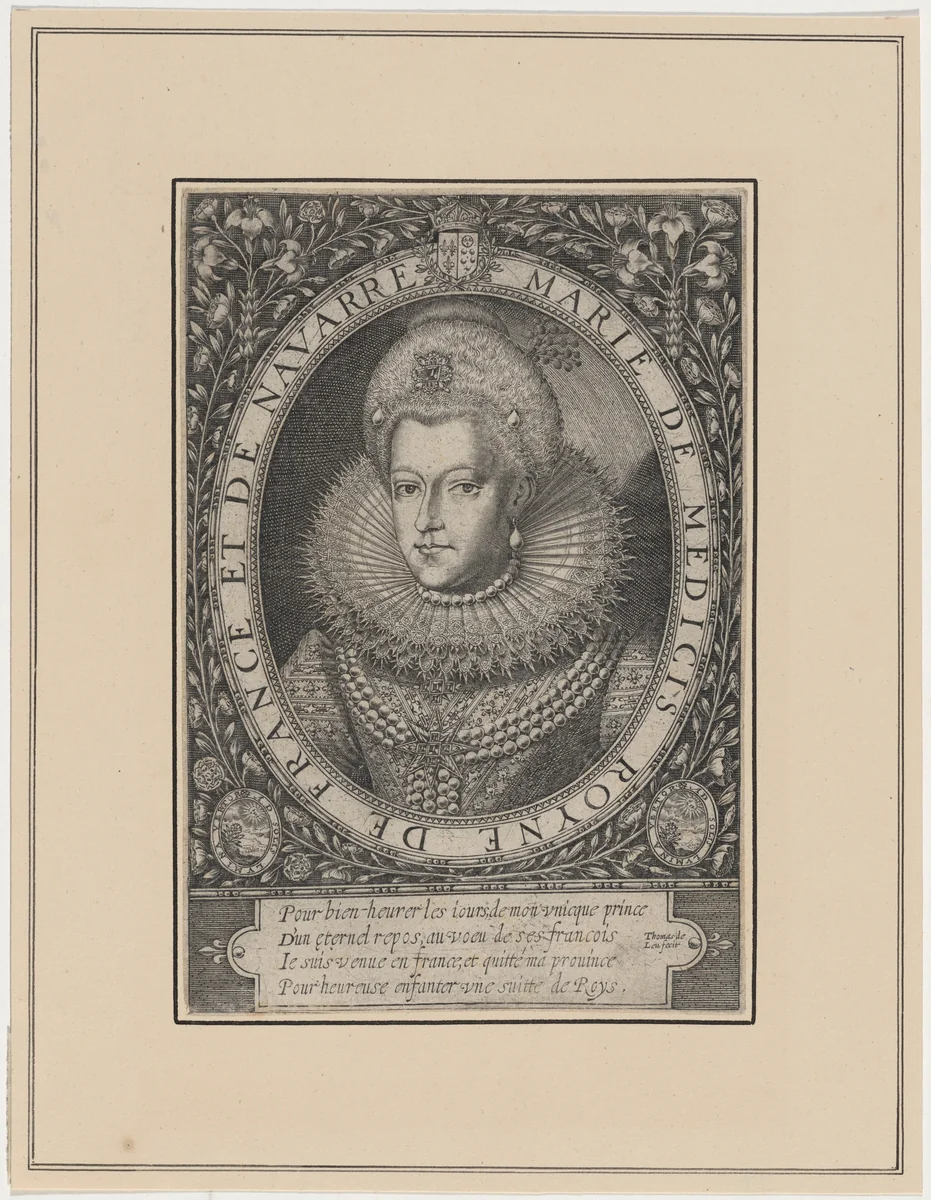 Marie de Medici, Wife of Henry IV of France by Thomas de Leu, print, 1560-1620