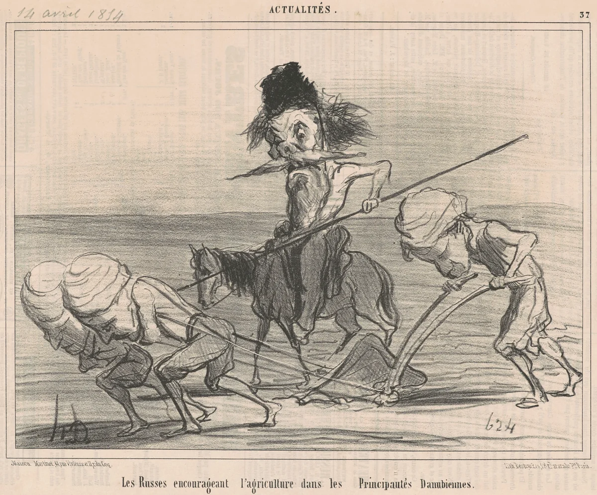 Les russes encourageant l'agriculture by Honoré Daumier, print, 1854