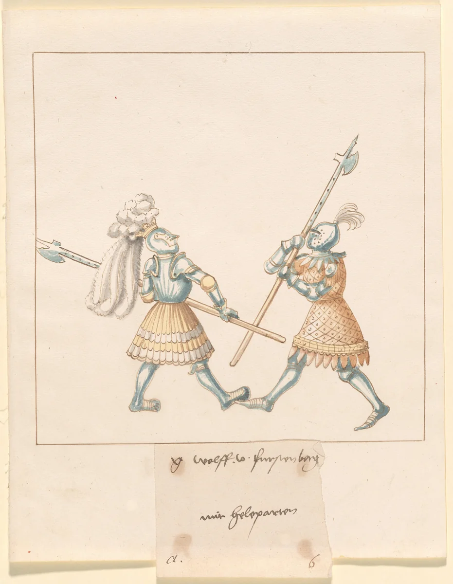 Foot Combat with Halberds by German 16th Century, drawing, 1515