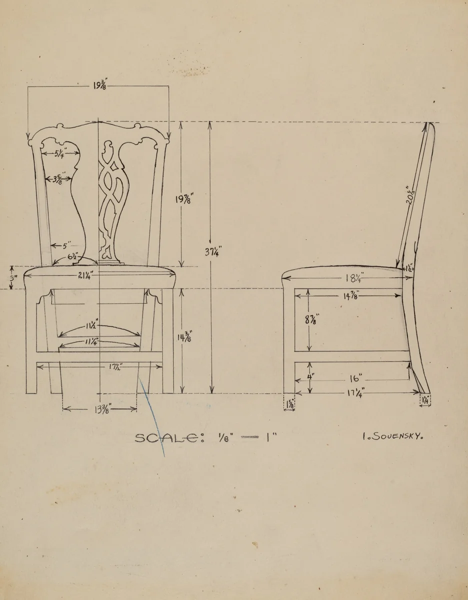 Side Chair by Isidore Sovensky, index of american design, 1936