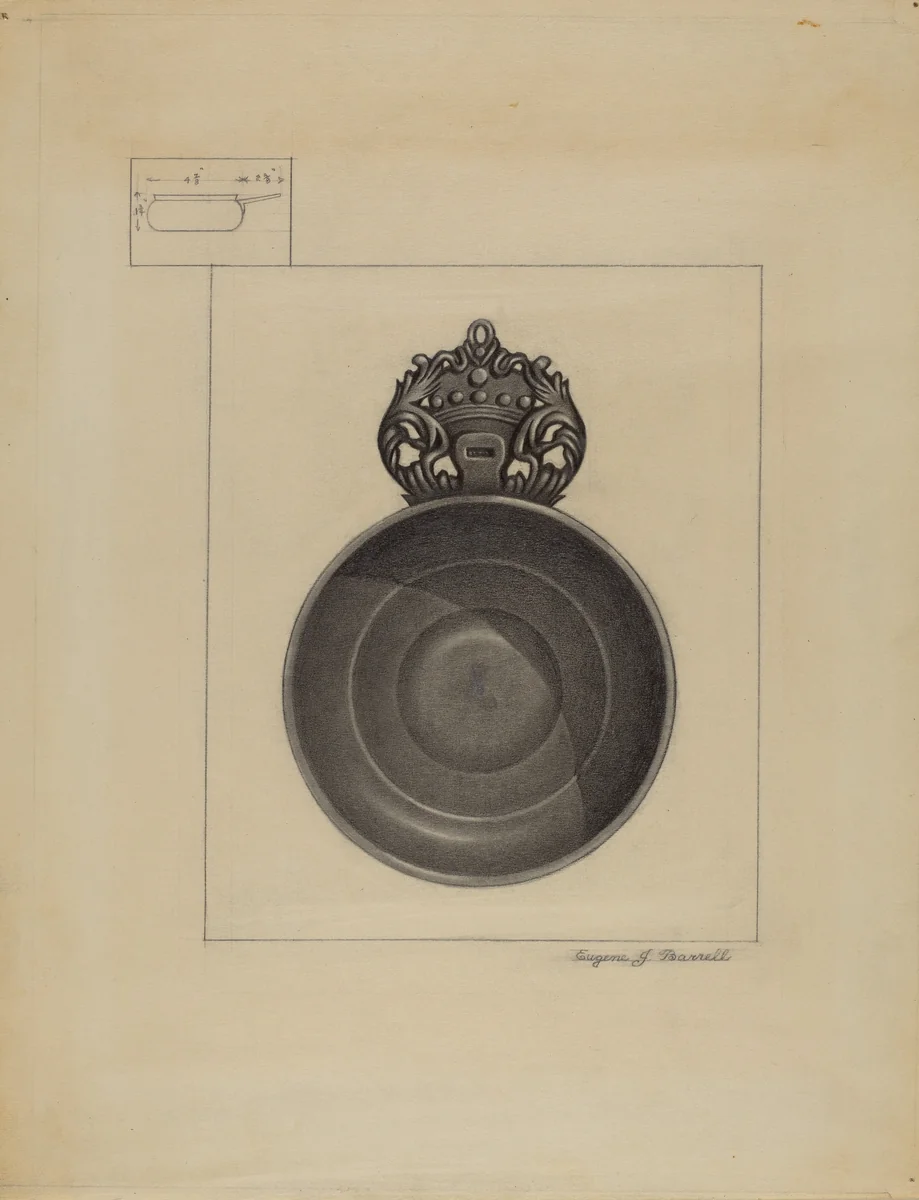 Pewter Porringer by Eugene Barrell, index of american design, 1935-1942