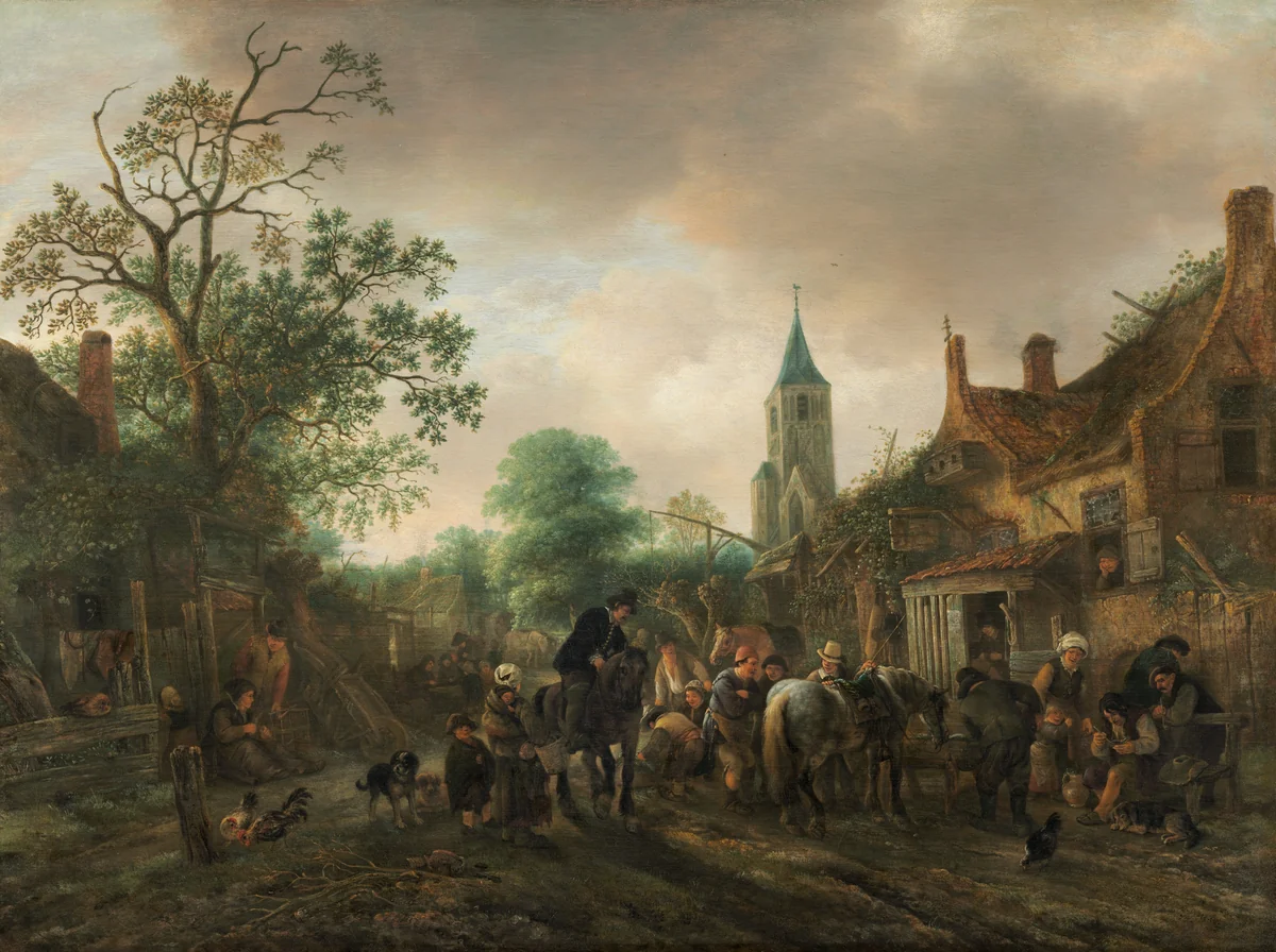 The Halt at the Inn by Isack van Ostade, painting, 1645
