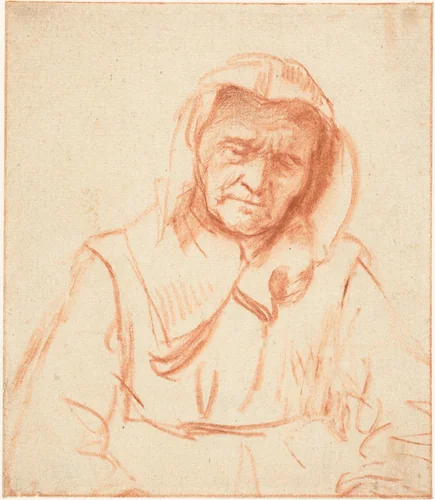 Old Woman Sleeping by Nicolaes Maes, drawing, 1653-1657