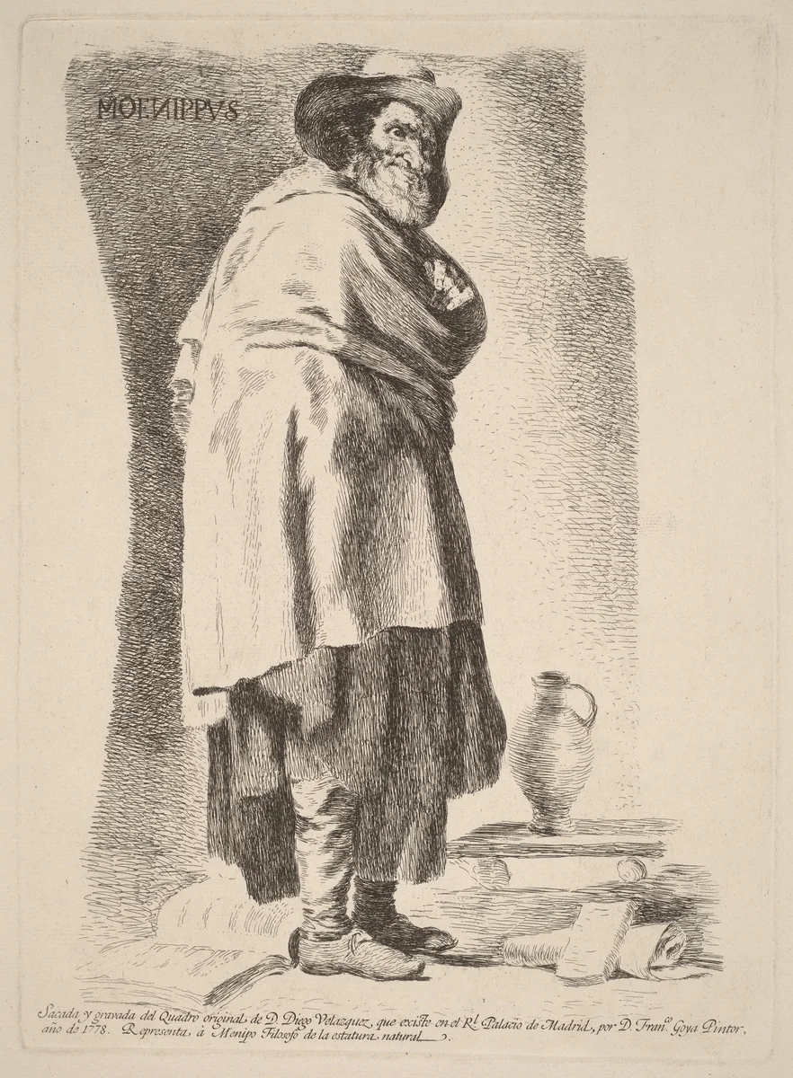Moenippvs (Moenippus) by Francisco Goya; Diego Velázquez, print, 1778