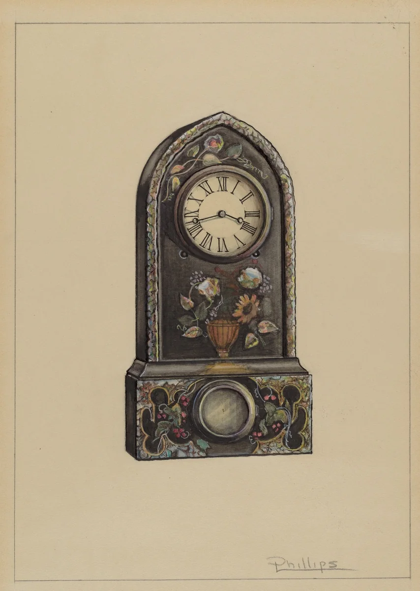 Clock by Lawrence Phillips, index of american design, 1936
