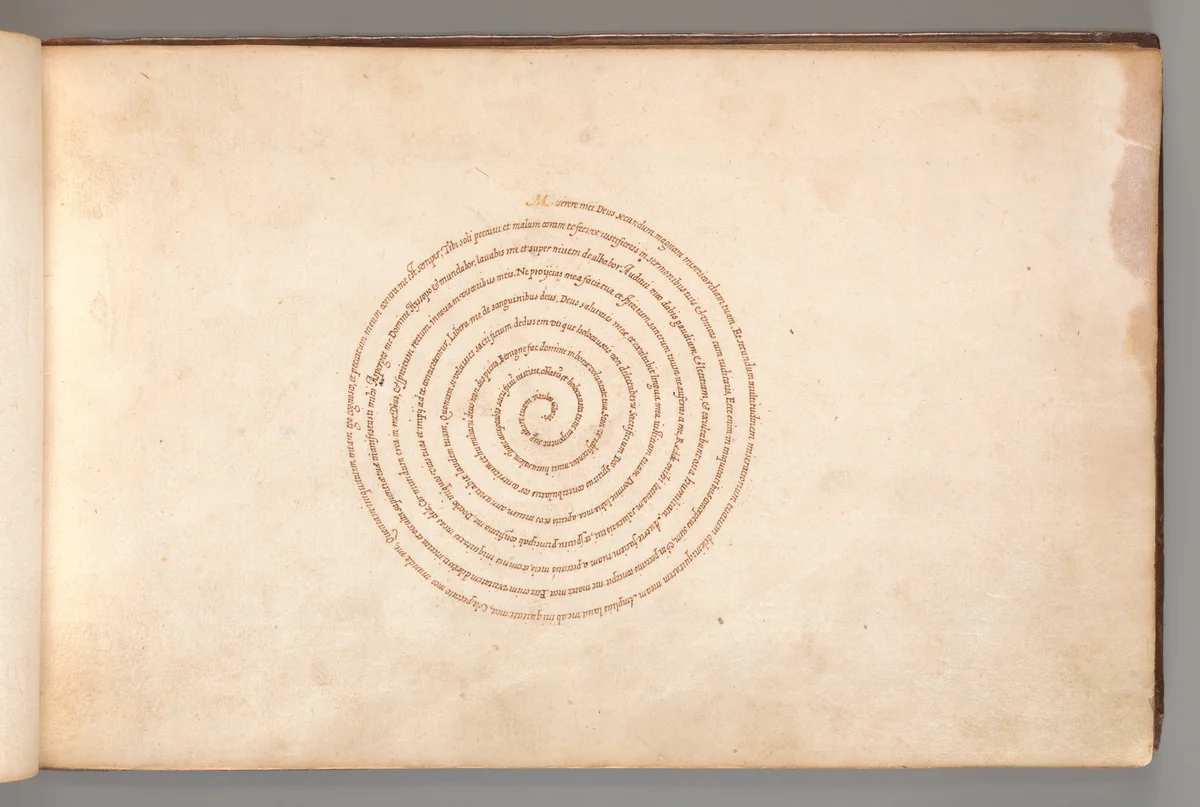 Micrographic Design in the Shape of a Spiral by anonymous, book, 1600-1625
