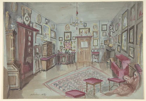Drawing of an Interior: Atelier by anonymous, drawing, 1857